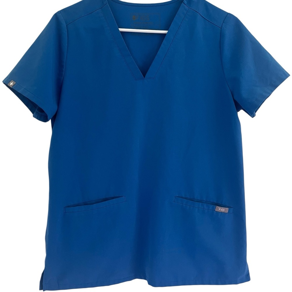 Figs Royal Blue Women's Short Sleeve V-Neck Top